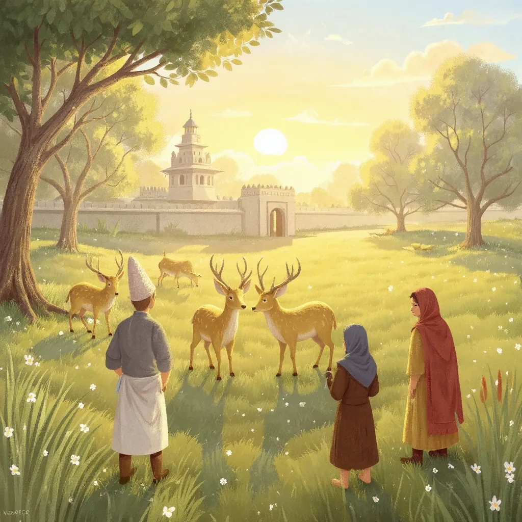 In a park outside the city there lived two herds of deer, and each had a king: the Banyan deer, who was golden, and the…