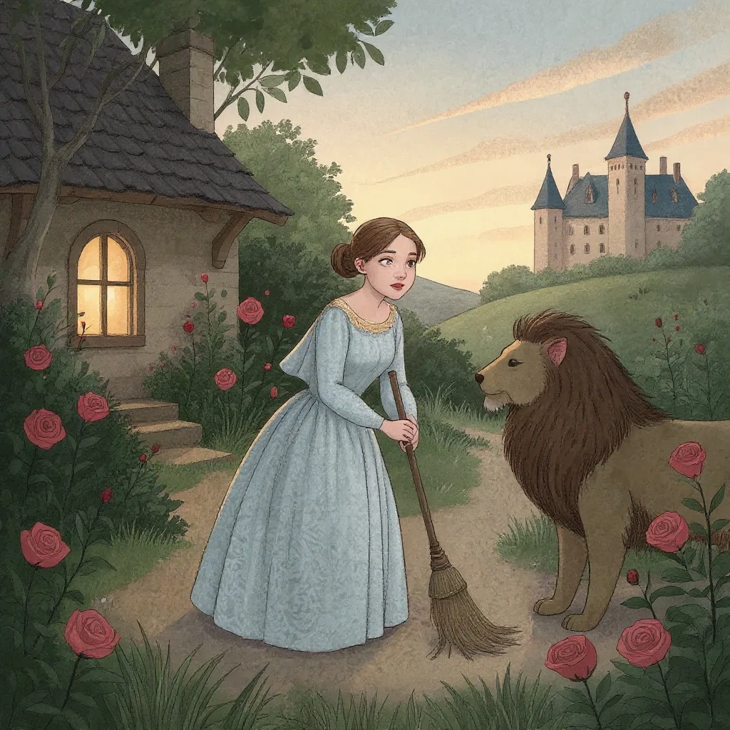 Then the merchant's ships were lost, and the family moved to a small house in the country.