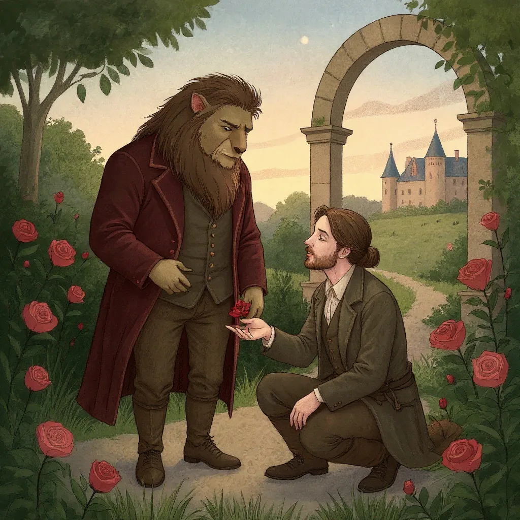 Going out, he passed under an arch of roses, and remembered.