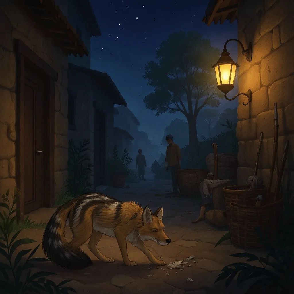 A jackal who lived on the edge of a town went in one night looking for something to eat, and the dogs of that town came after…