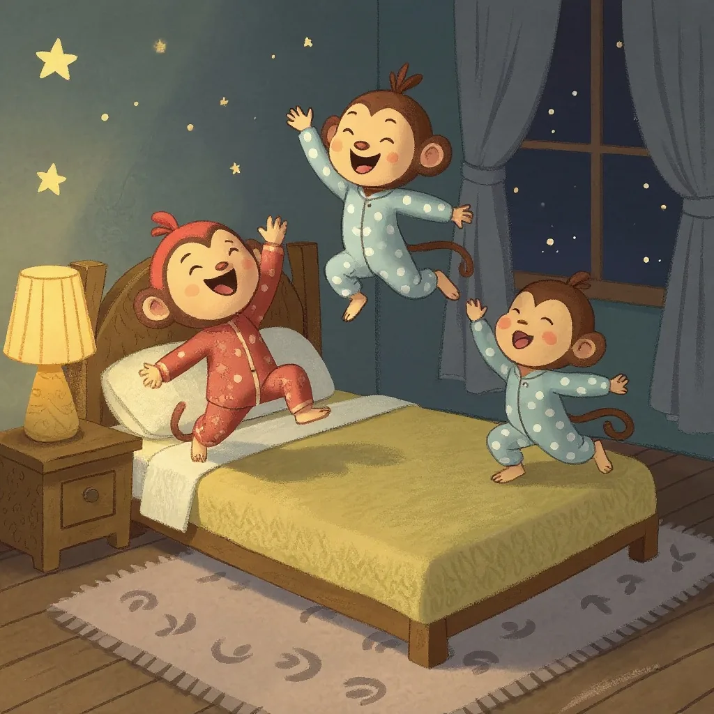 Five little monkeys jumping on the bed, One fell off and bumped his head.