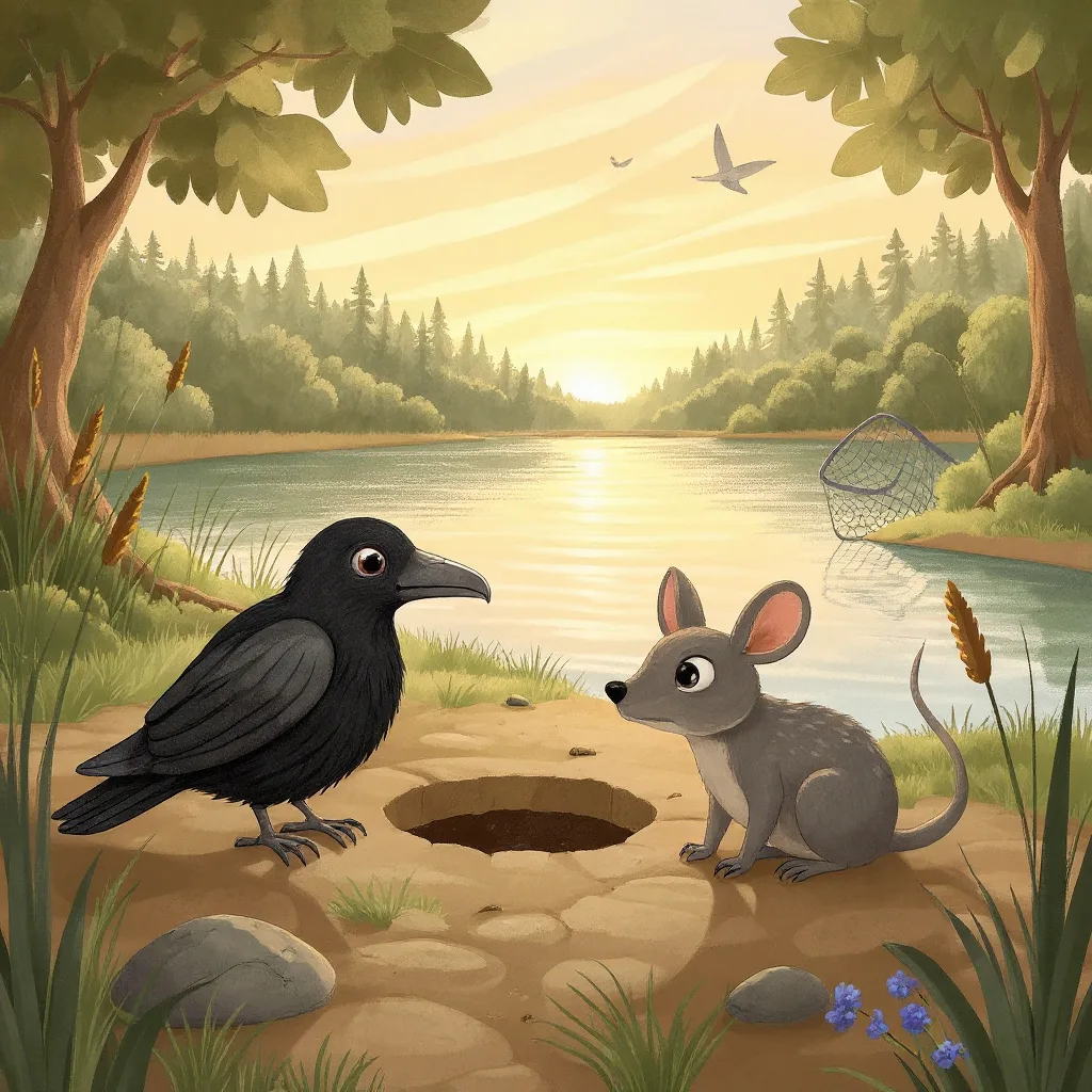 The crow came down and told the mouse.