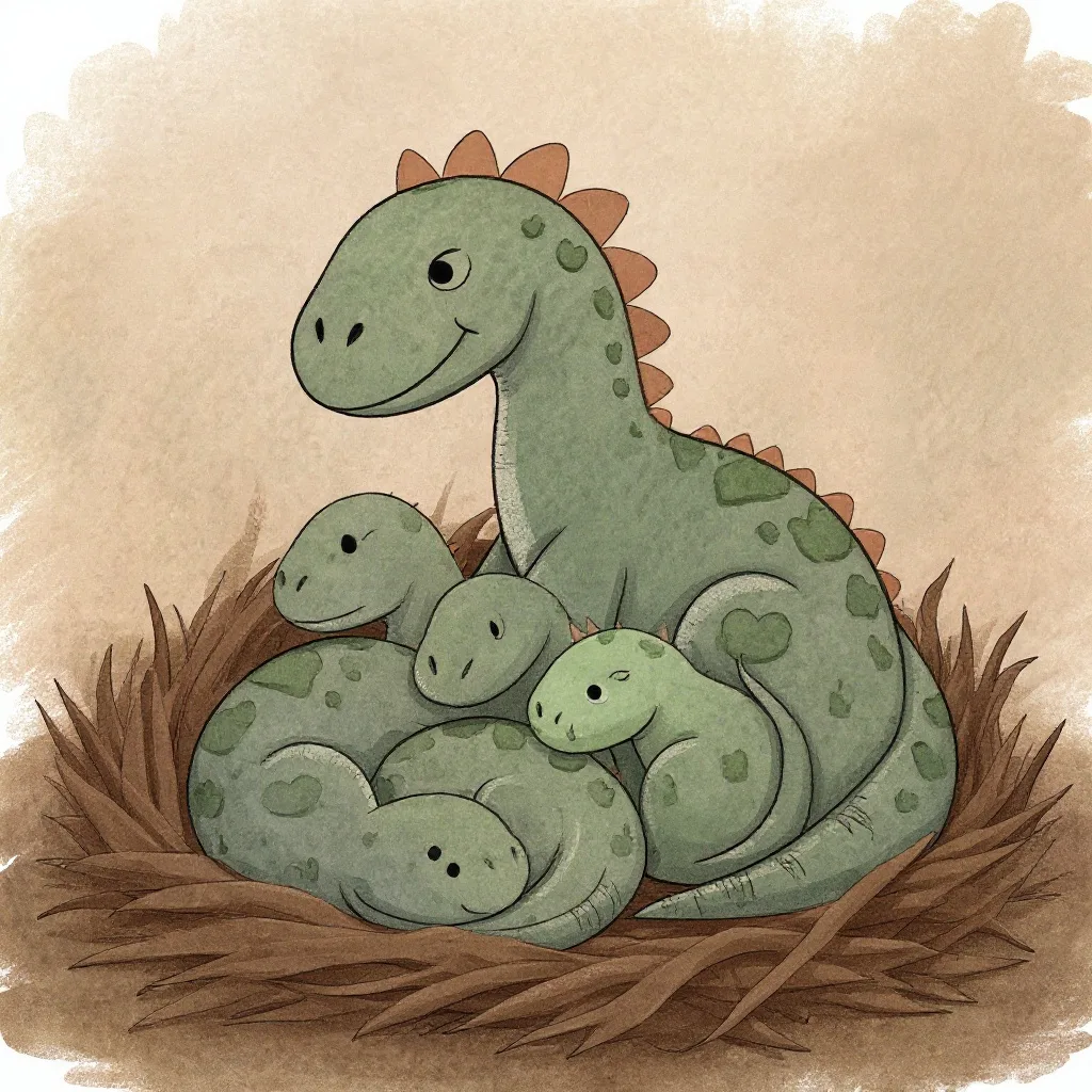 Los dinosaurios pequeños y rápidos duermen en un nido de hojas secas, de seis o de siete a la vez.