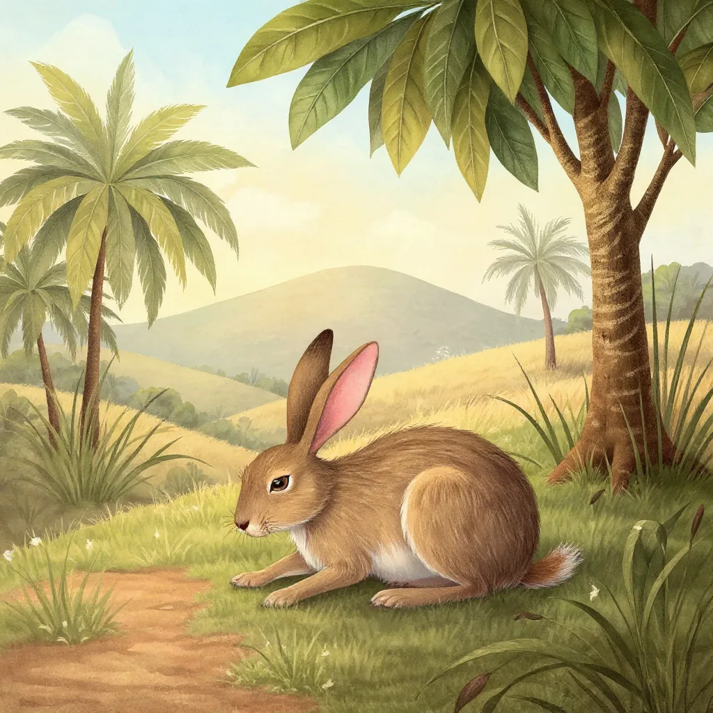 A hare was lying under a young mango tree one afternoon, half asleep, thinking about nothing in particular.