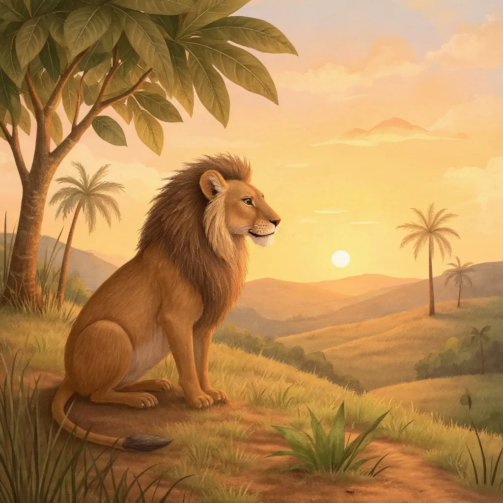 A lion on a hill above the valley saw it coming and could not understand it, because there was no fire and no flood and…