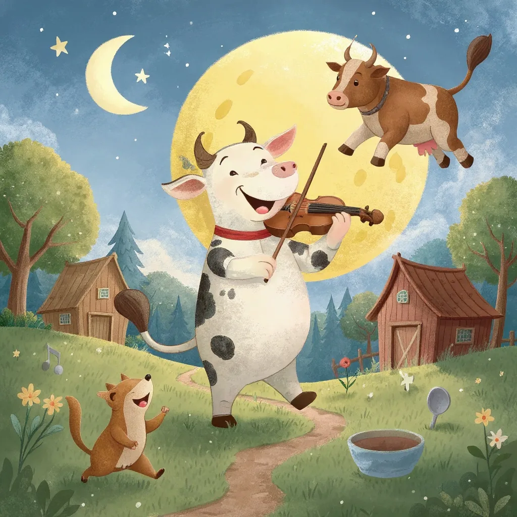 Hey diddle diddle, The cat and the fiddle, The cow jumped over the moon;