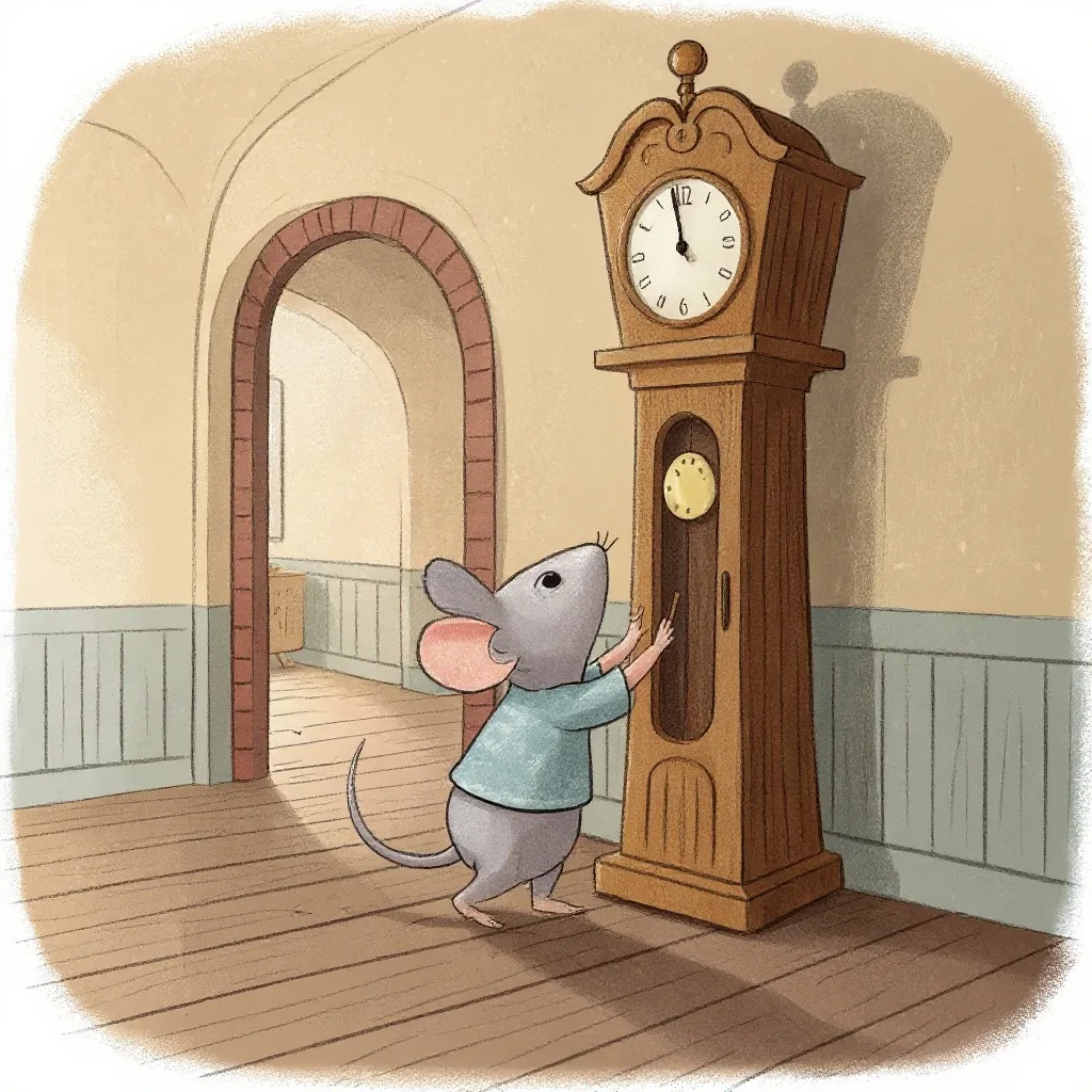 Hickory dickory dock, The mouse ran up the clock;
