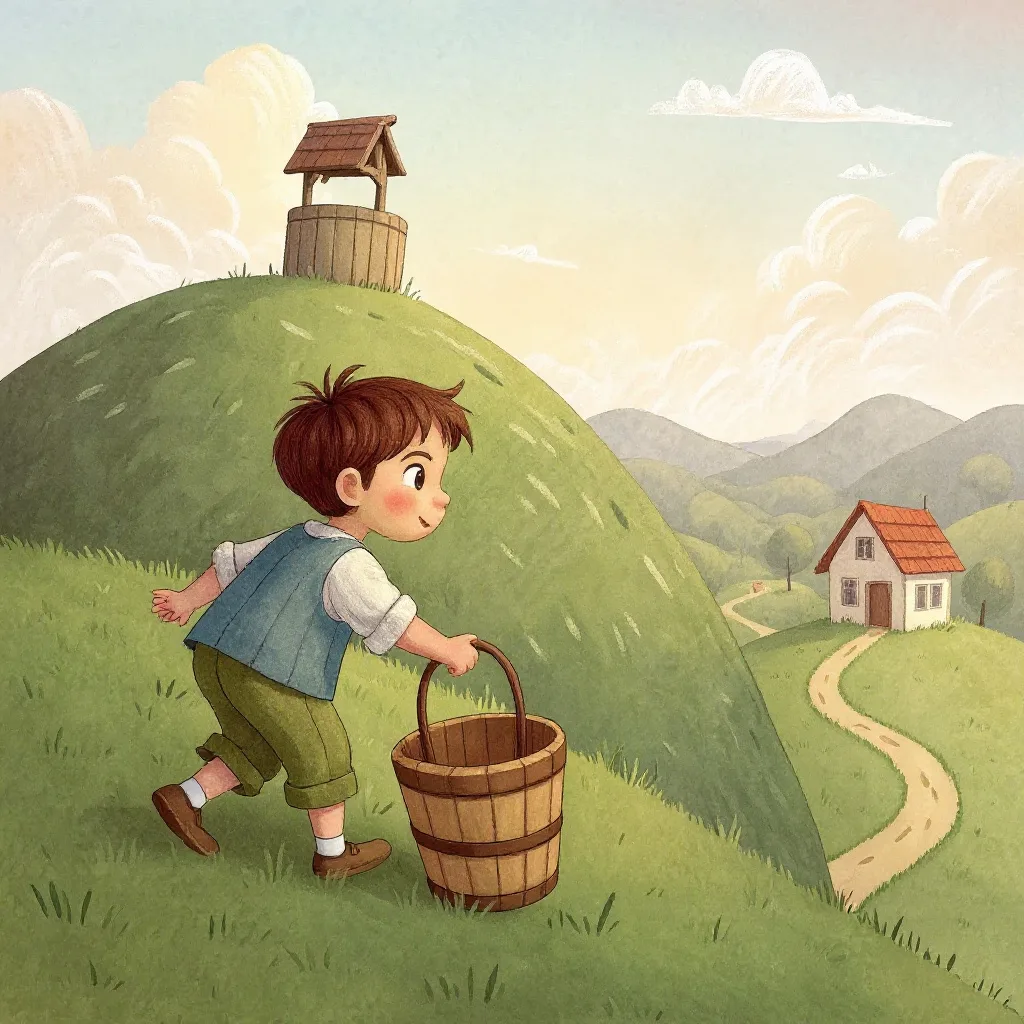 Jack and Jill went up the hill To fetch a pail of water; Jack fell down and broke his crown, And Jill came tumbling after.