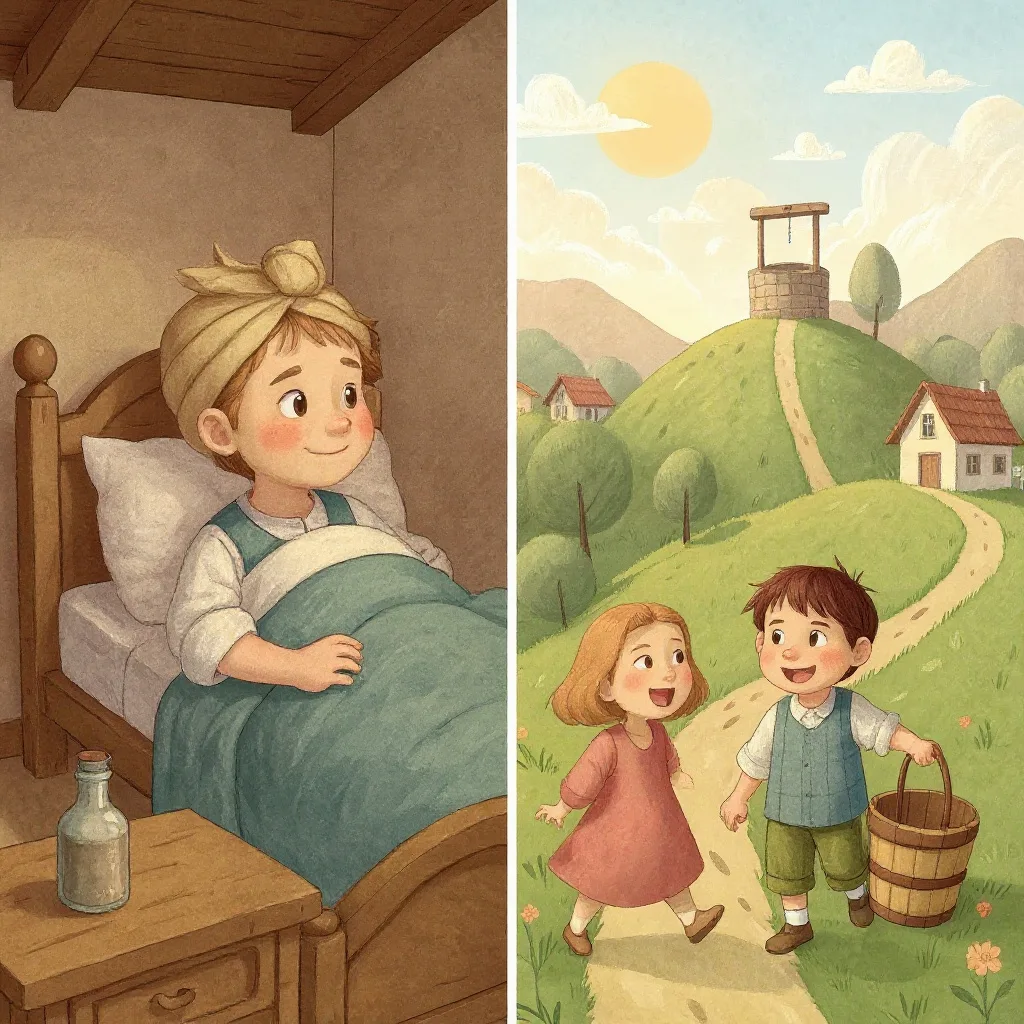 Up Jack got and home did trot, As fast as he could caper; He went to bed to mend his head With vinegar and brown paper.
