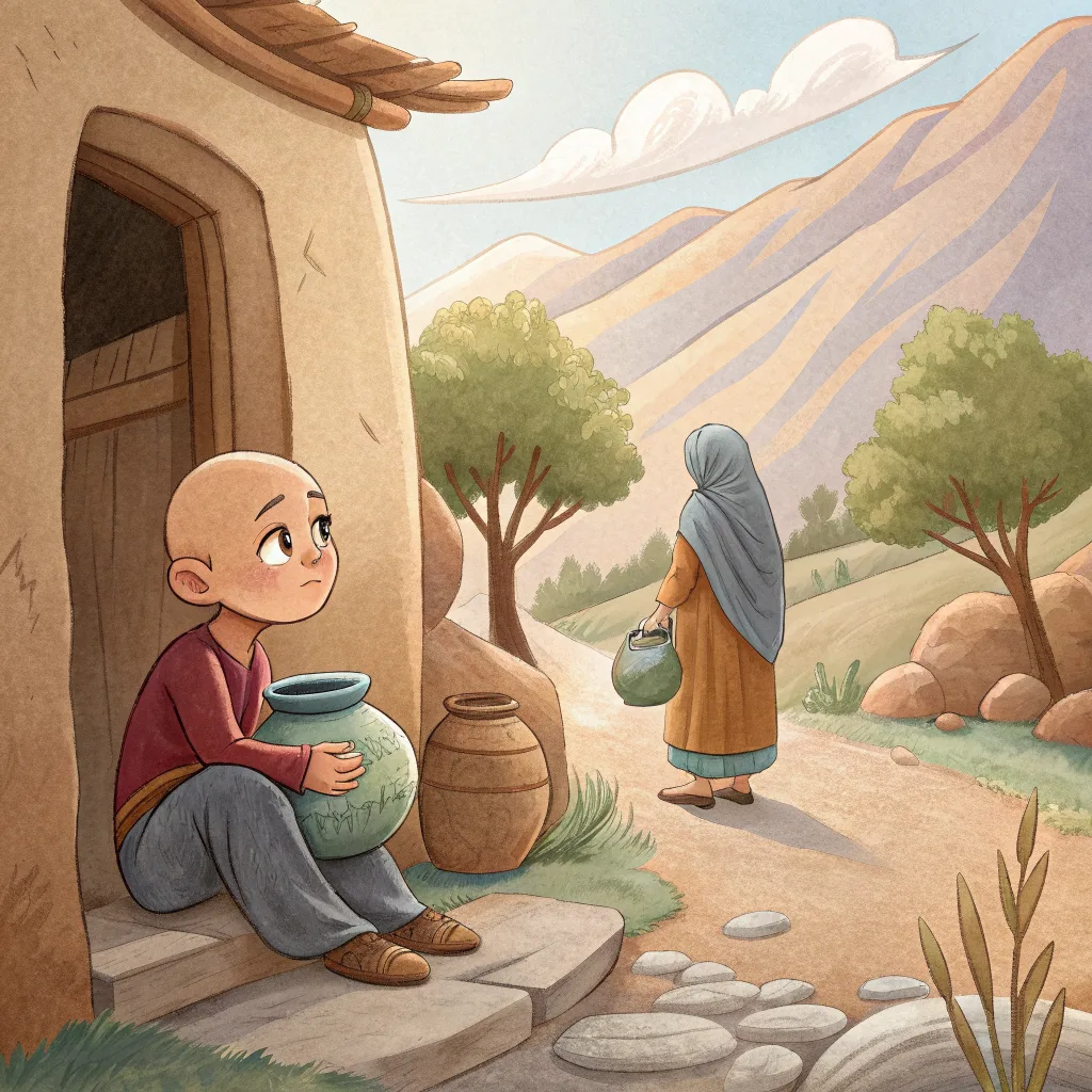 Keloğlan yaşlı anasıyla yaşarmış ve iş tutmazmış.