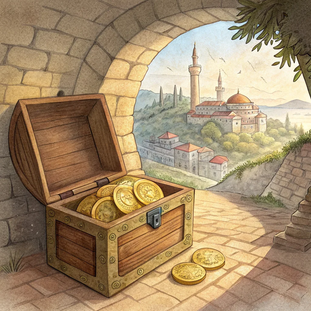 Keloğlan'ın anası bir gün sandığın dibinden üç altın çıkarmış.