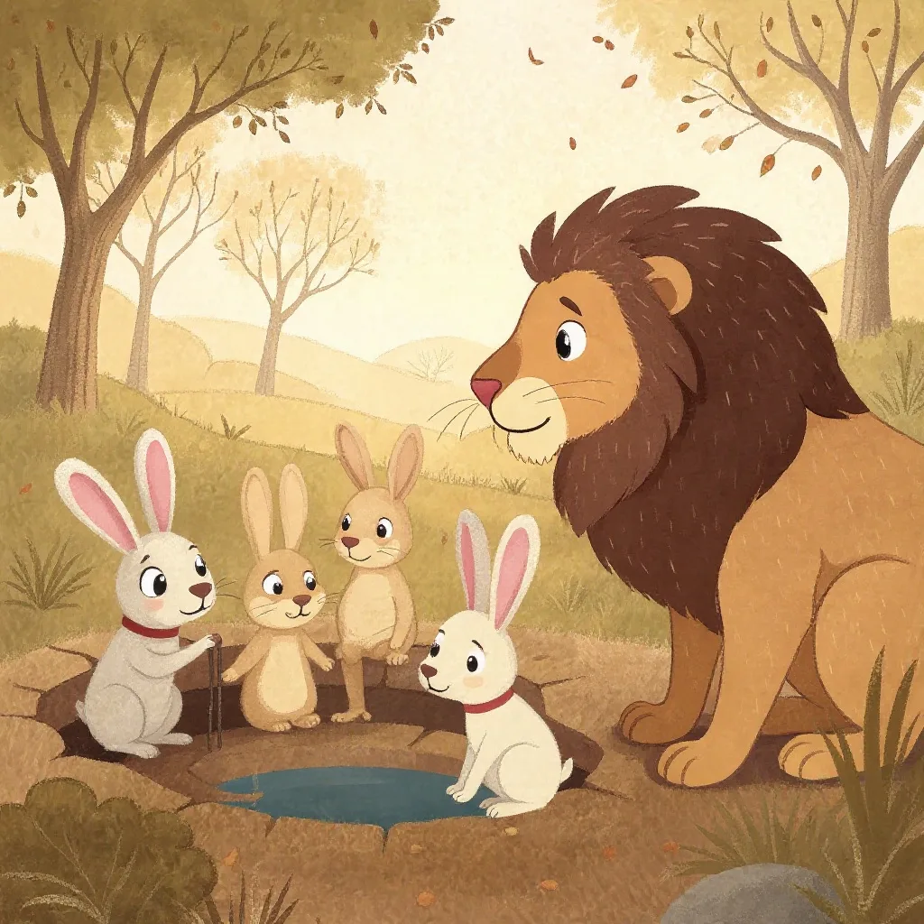 Then one day it was the rabbits' turn, and the rabbit they chose was the smallest and the cleverest, and he did not go at…