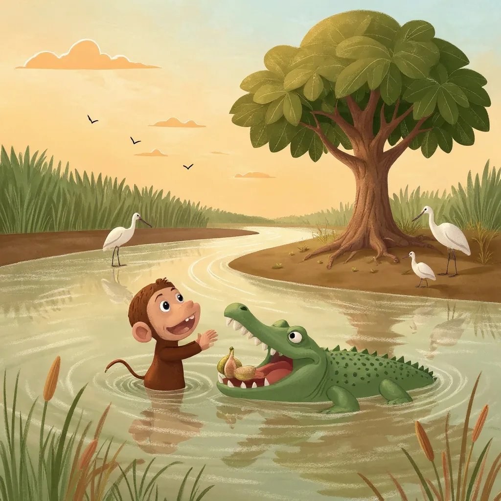 The crocodile's wife ate them and was quiet for a while.