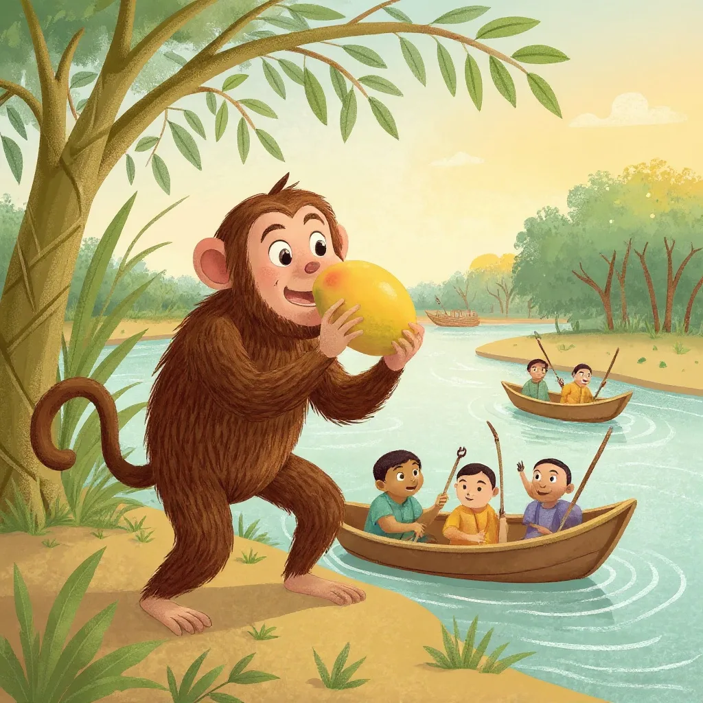 It went into the river and downstream, and a long way down it was caught in a net and carried to the king of Benares, who…