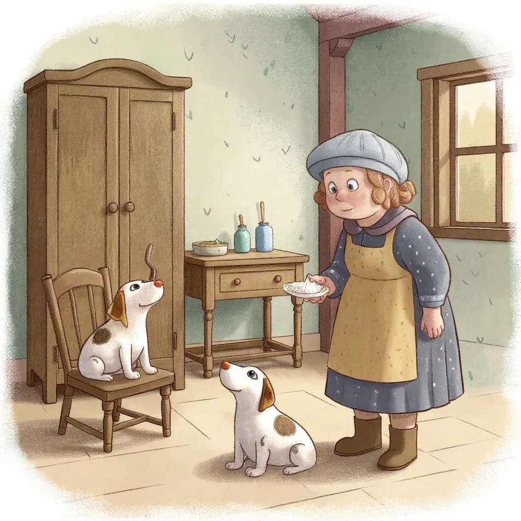 She took a clean dish To get him some tripe; But when she came back He was smoking a pipe.