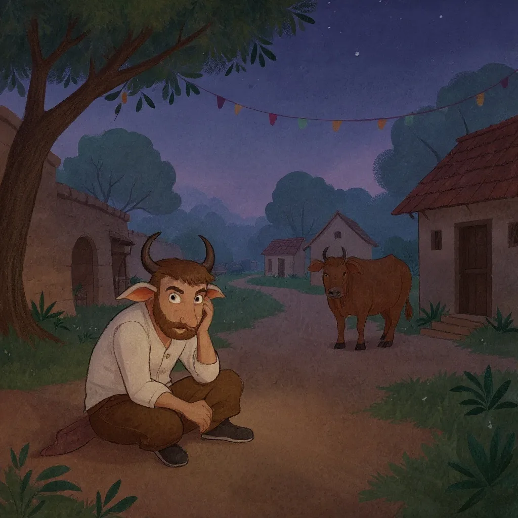 He sat in the yard with his head in his hands.