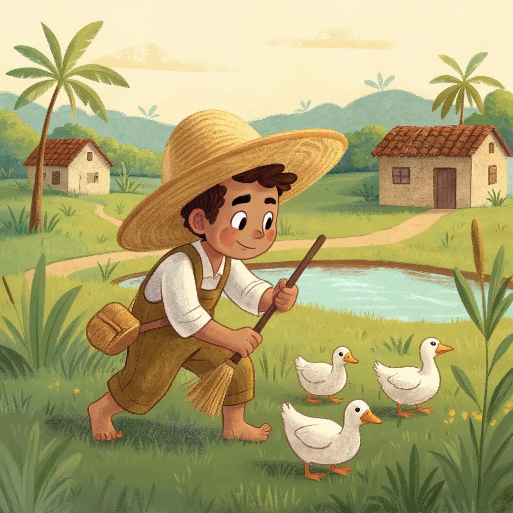 Ve un pato, le apunta, descarga el trabuco: Y volviendo a casa le dijo a papá: Taita yo no puedo matar pajaruco Porque cuando…