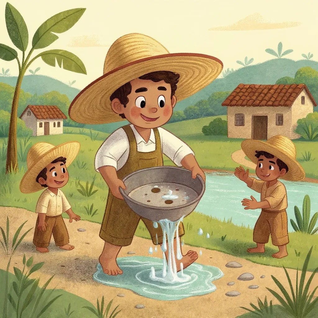 Lo enviaron por agua, y él fue volandito Llevando el cedazo para echarla en él Así que la traiga el buen Simoncito Seguirá su…