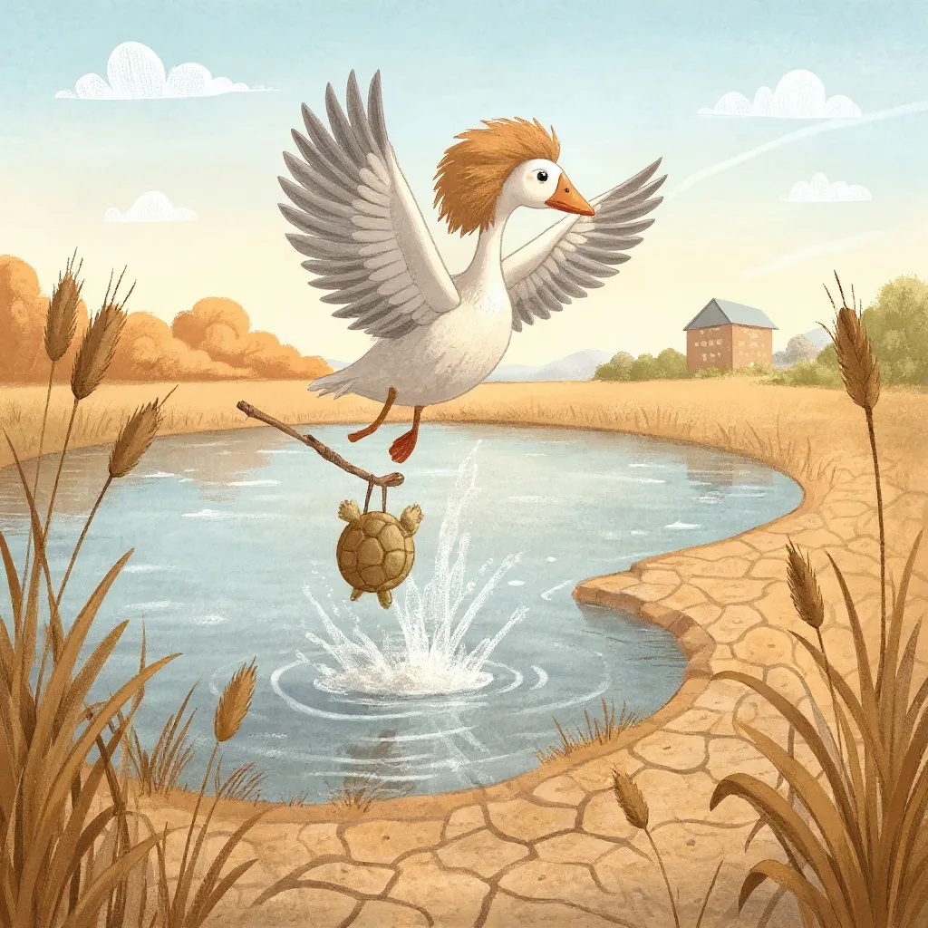They rose off the lake with the stick between them and the tortoise hanging from the middle of it, and the plain went past…