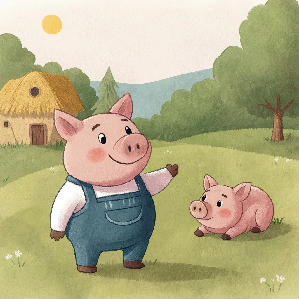 El tercer cerdito caminó más tiempo que ninguno, hasta llegar a un sitio donde había ladrillos.