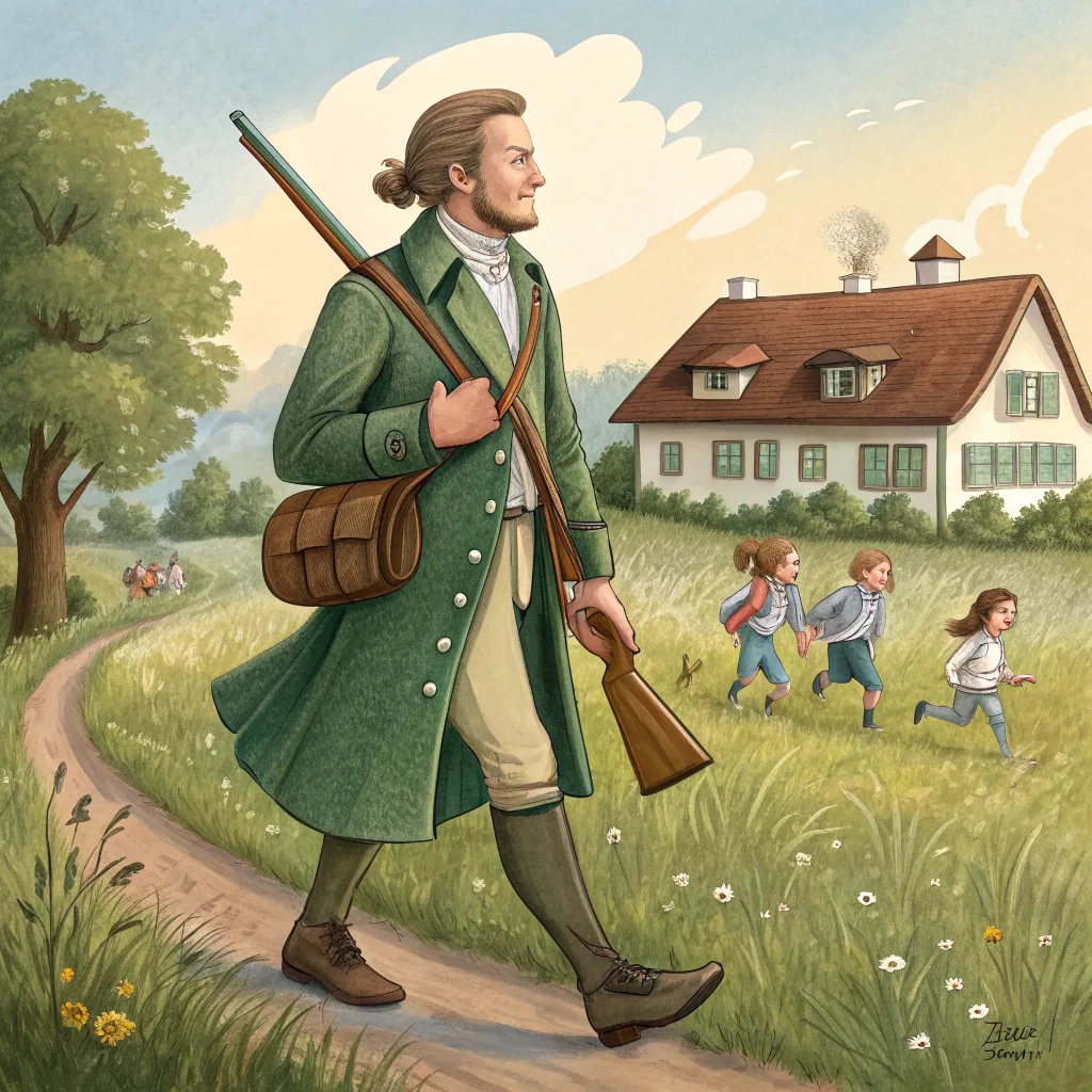 Es zog der wilde Jägersmann Sein grasgrün neues Röcklein an; Nahm Ranzen, Pulverhorn und Flint’- Und lief hinaus in’s Feld…