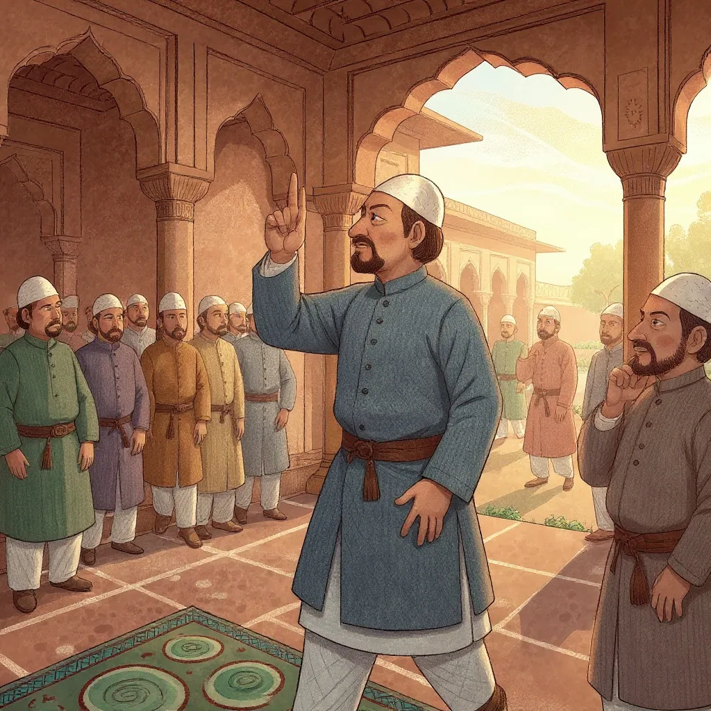 Akbar came into the court one morning in the mood for making trouble, and he had four questions ready.