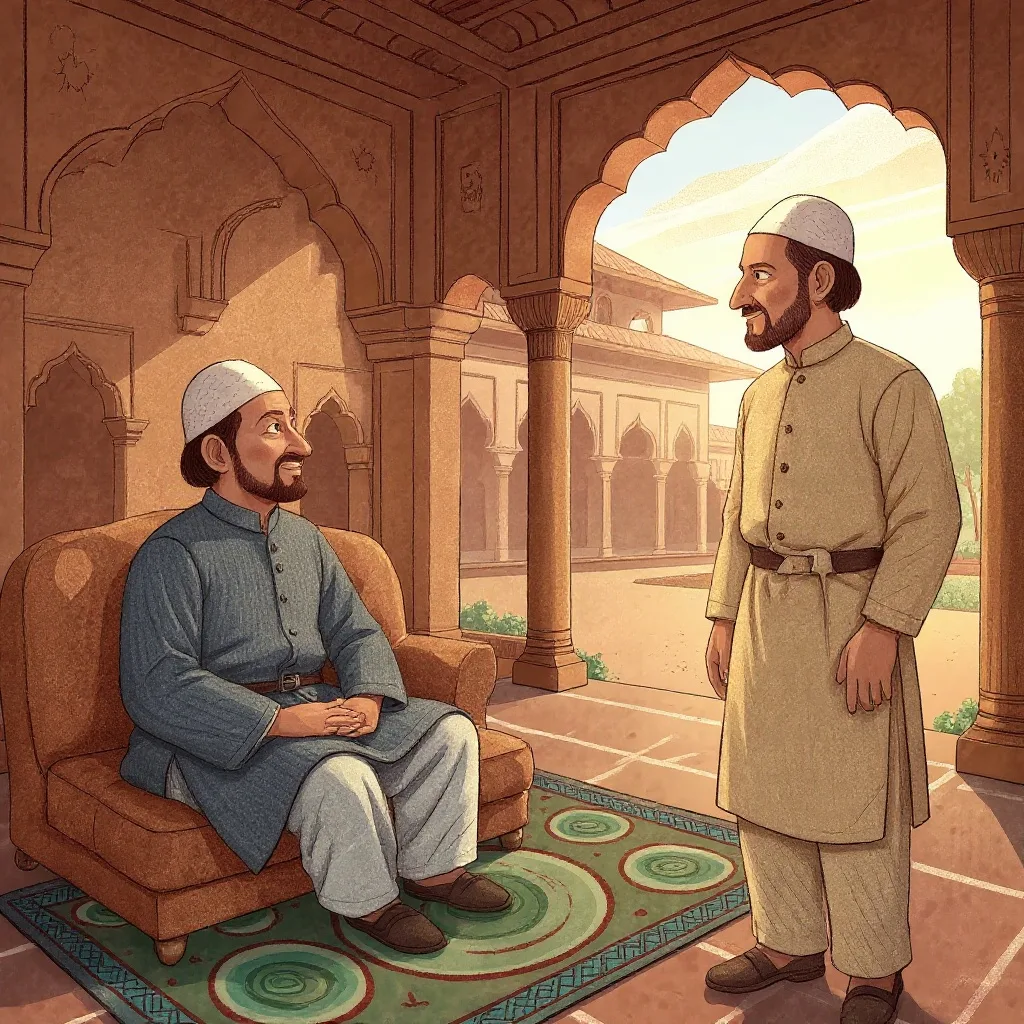 Birbal took a stick, walked out into the courtyard, and pushed it into the ground.