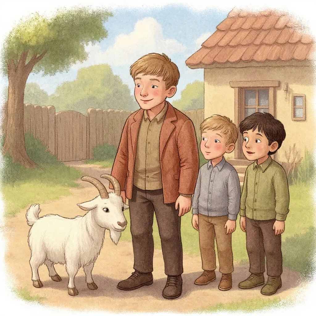 Był sobie krawiec, który miał trzech synów i jedną kozę.