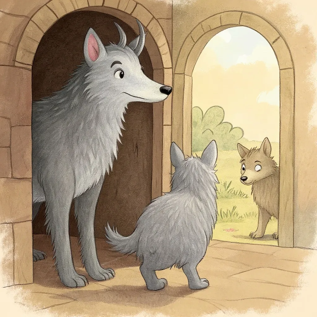El lobo se fue a la tienda y compró un trozo grande de tiza.