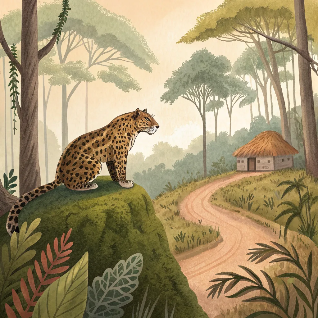 A mata de perto era outra coisa: samambaias altas, gritos de pássaro, cheiro de terra molhada.