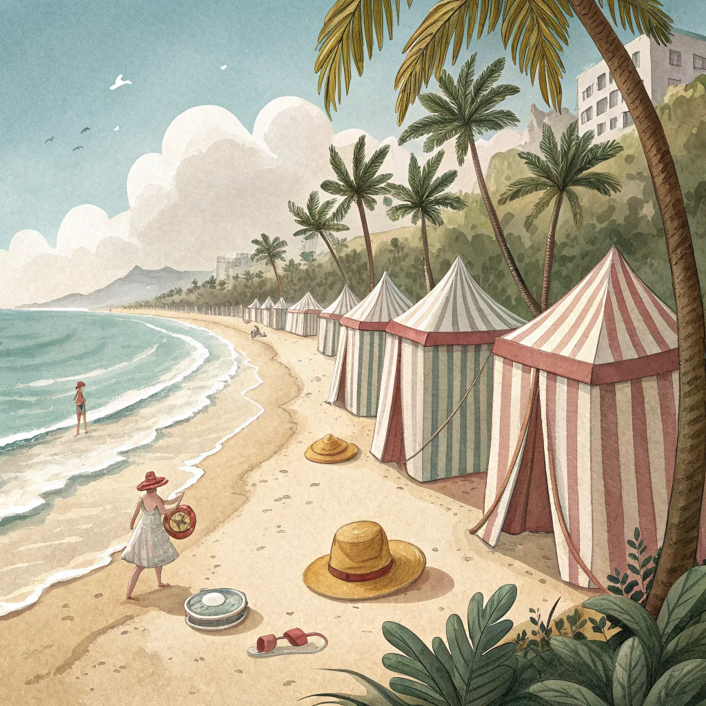 Está la playa muy linda: Todo el mundo está en la playa: Lleva espejuelos el aya De la francesa Florinda.