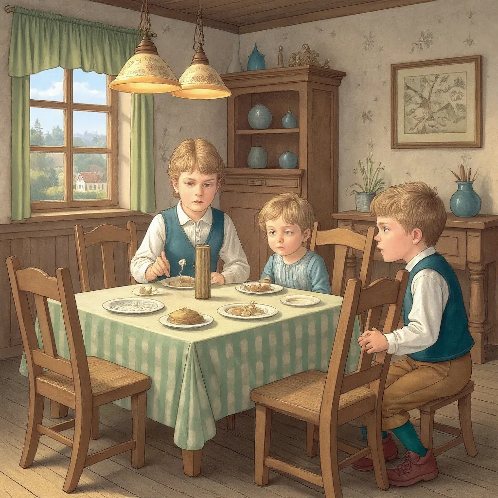 „Ob der Philipp heute still Wohl bei Tische sitzen will?“ Also sprach in ernstem Ton Der Papa zu seinem Sohn, Und die Mutter…