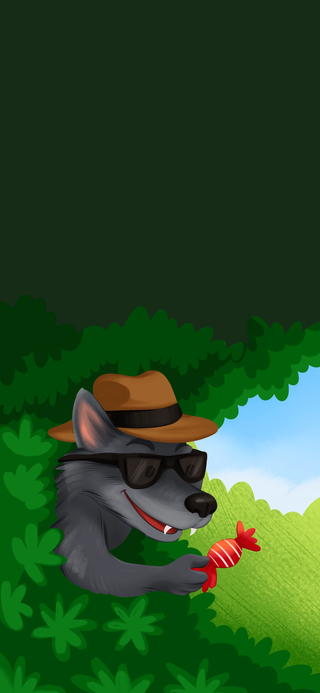 Kiedy Orzeszka nazbierała już pełną czapeczkę żołędzi, zza krzaków wychylił się nagle wielki szary wilk.