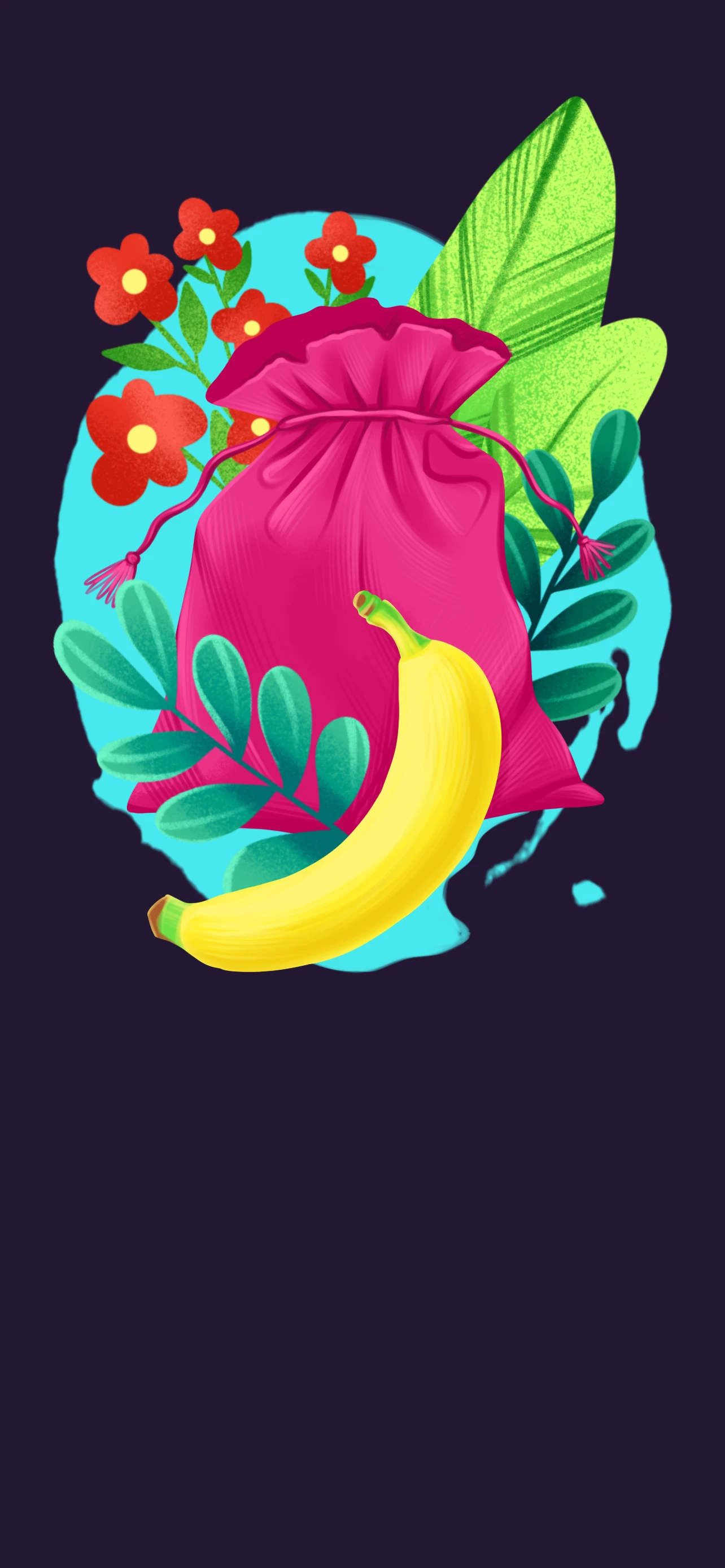 Um dia, depois de brincar por horas, Mia tirou da sua bolsinha uma banana amarela e bem madura.
