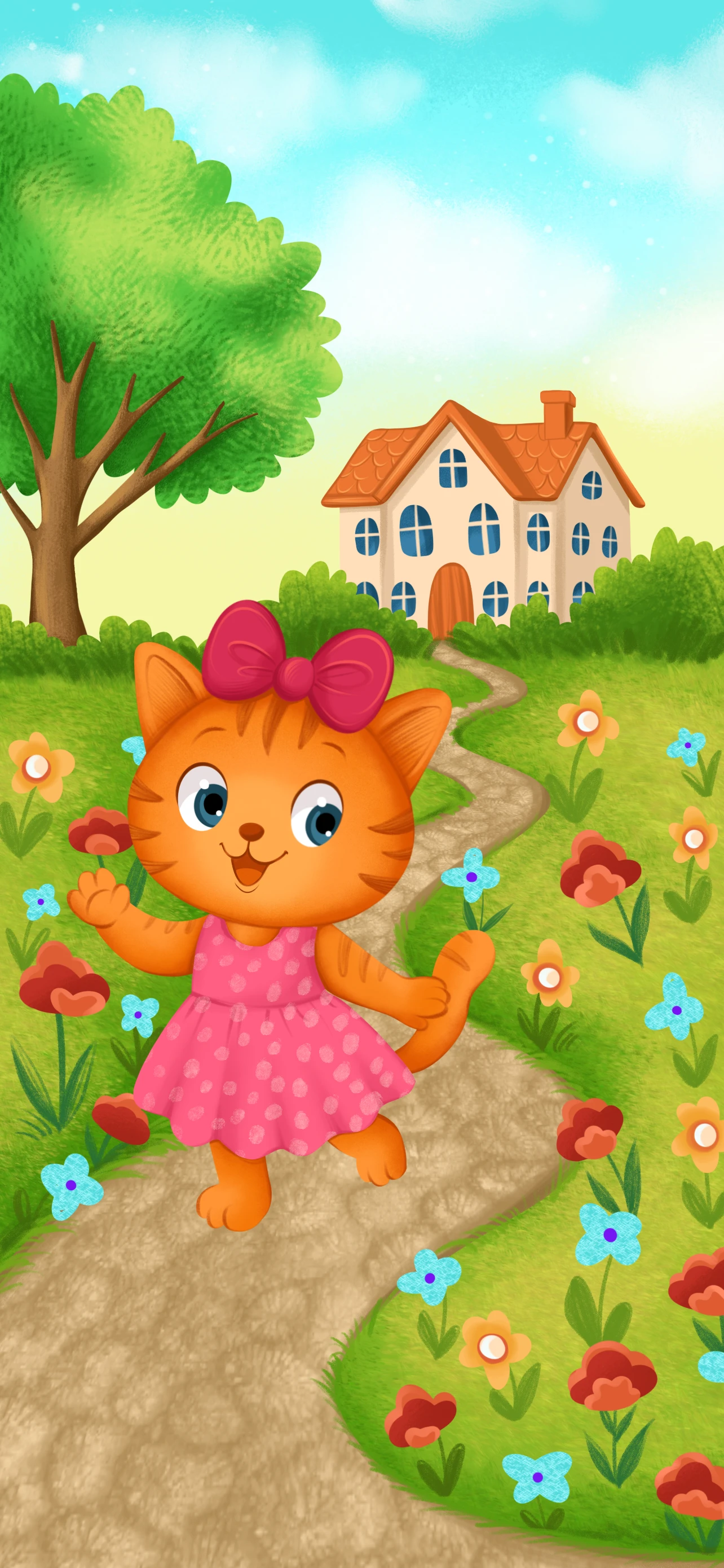 Numa casa grande ao lado de um jardim vivia uma gatinha pequenininha chamada Lulu.